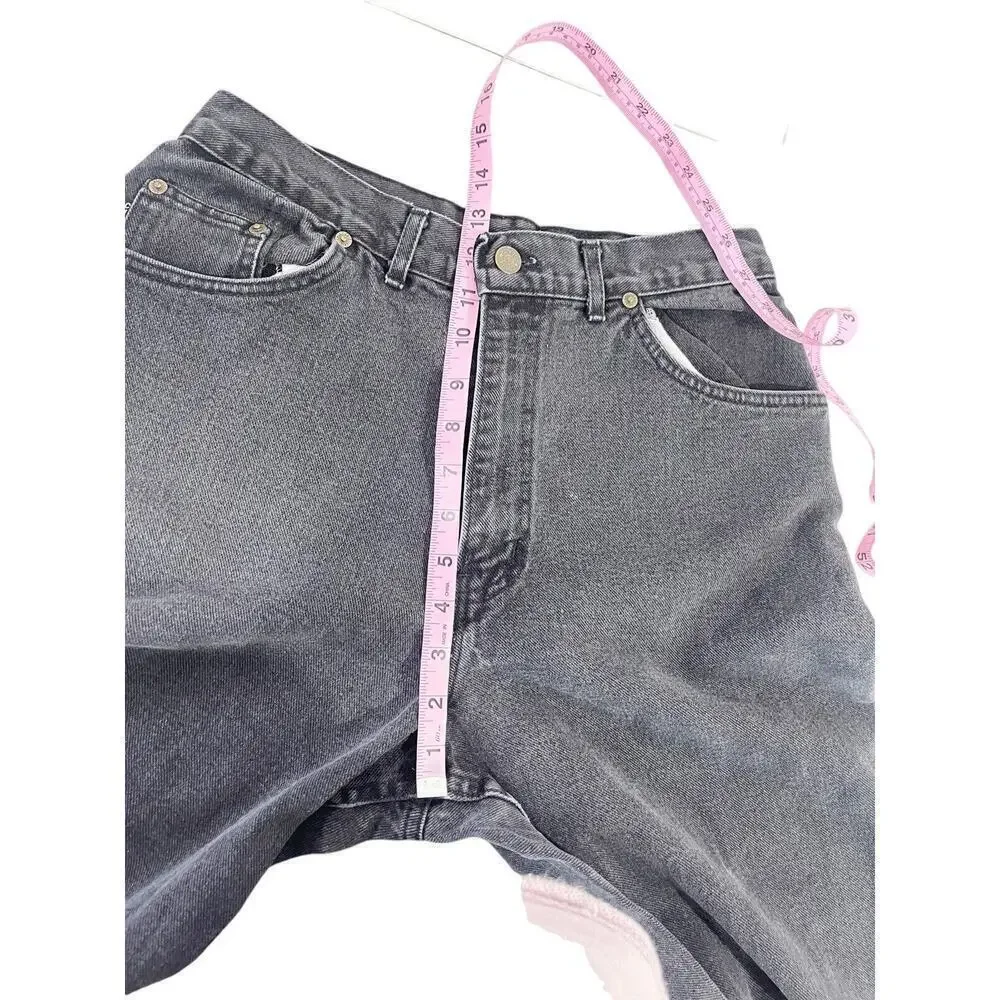 Vintage Chic Black Gray Cotton Jeans‎ Womens High Rise Taper Size 12